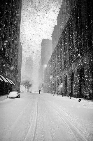 New York Walker In Blizzard White Modern Wood Framed Art Print with Double Matting by Froyda, Martin