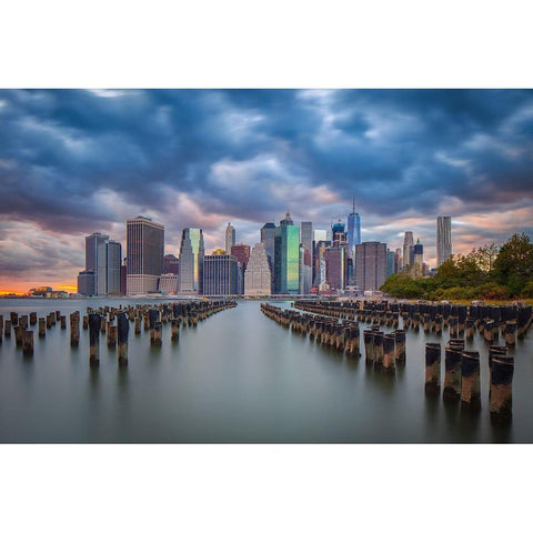 Manhattan White Modern Wood Framed Art Print by Zheng, Michael