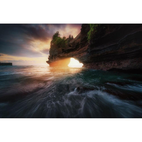 Pura Batu Bolong 2. Black Modern Wood Framed Art Print with Double Matting by Pablo de, Juan