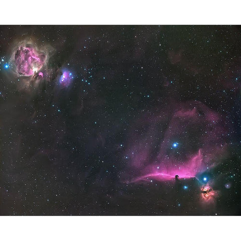 Orion Nebula And The Horsehead Black Modern Wood Framed Art Print with Double Matting by Auf Dem, Andrea