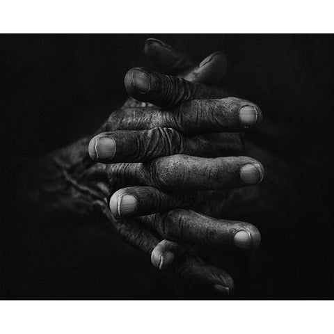 Hand And Memories Black Modern Wood Framed Art Print with Double Matting by Act, Djeff