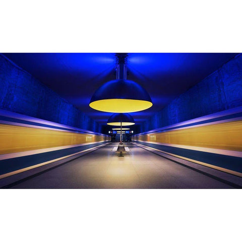 Underground Lights Black Modern Wood Framed Art Print with Double Matting by Ferrero, Ivan