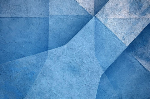Blue Abstract White Modern Wood Framed Art Print with Double Matting by Hawerkamp, Hans-Wolfgang