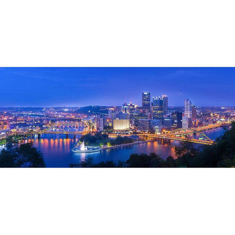 The Steel City Gold Ornate Wood Framed Art Print with Double Matting by Zheng, Michael