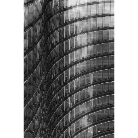 Sloping Lines Black Modern Wood Framed Art Print by Van Son, Greetje