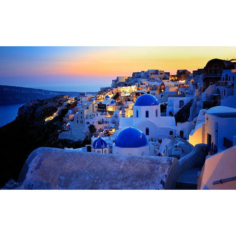 Santorini Island-Greece White Modern Wood Framed Art Print by Froyda, Martin