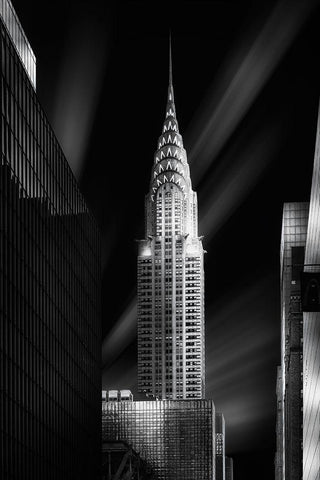 Chrysler Building White Modern Wood Framed Art Print with Double Matting by Ruiz Dueso, Jorge