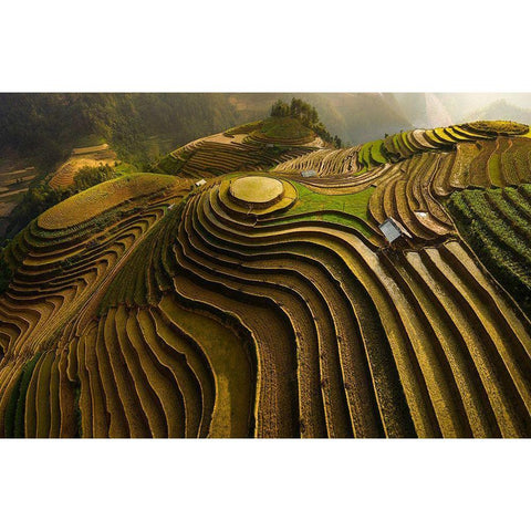 Mu Cang Chai - Vietnam Black Modern Wood Framed Art Print with Double Matting by Tan Phat, Dao