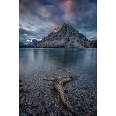 A Cloudy Day In Bow Lake Black Modern Wood Framed Art Print by Zheng, Michael