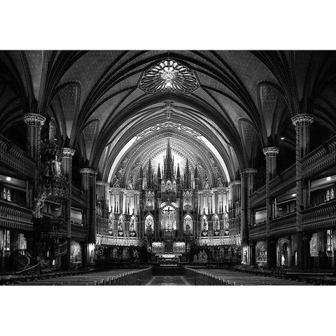 Notre-Dame Basilica Of Montreal Gold Ornate Wood Framed Art Print with Double Matting by Tjandra, C.S.