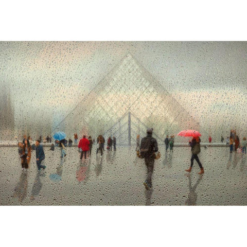 Rain In Paris White Modern Wood Framed Art Print by Schleicher-Schwarz, Roswitha