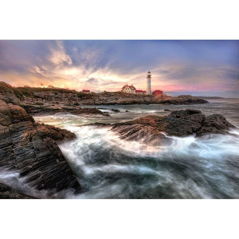 Cape Elisabeth Black Modern Wood Framed Art Print by Dujic Lighthunter, Zoran