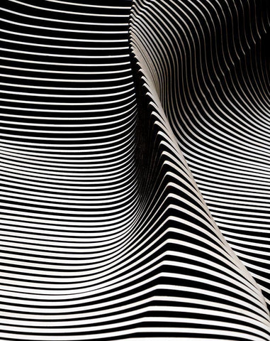 Wave 2 White Modern Wood Framed Art Print with Double Matting by Behnamnasri