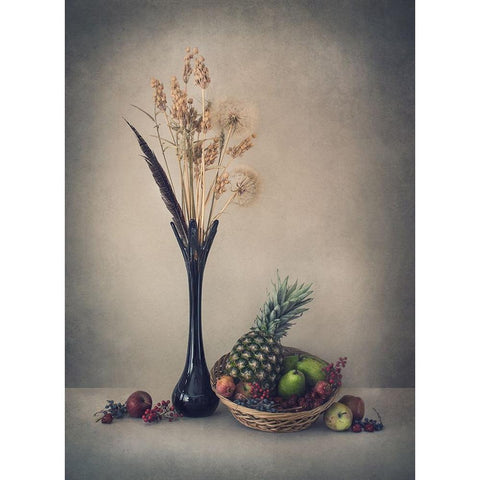 Winter With Fruits White Modern Wood Framed Art Print by Lazarov -, Dimitar