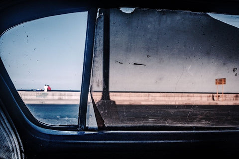 Malecon White Modern Wood Framed Art Print with Double Matting by Bauer, Andreas