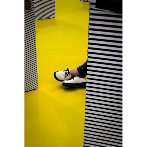 Activities On The Yellow Floor Black Modern Wood Framed Art Print by Lin, Fengshou