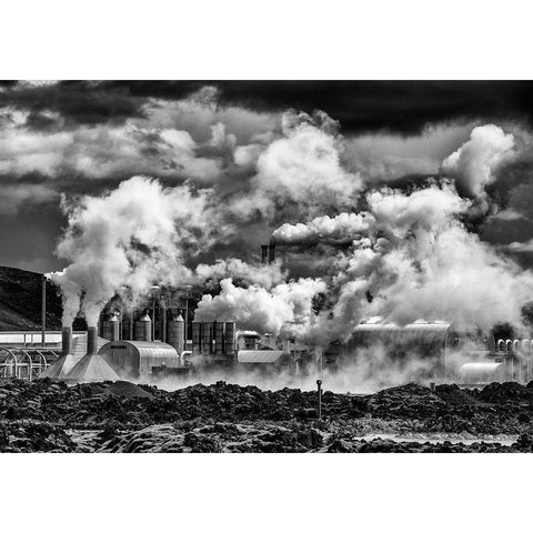 Black Smoke White Modern Wood Framed Art Print by Pelissier, Marc