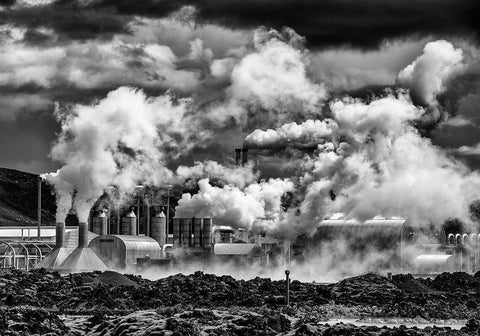 Black Smoke White Modern Wood Framed Art Print with Double Matting by Pelissier, Marc