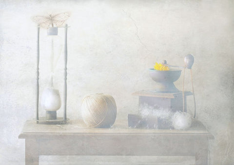 Enjoy The Time... White Modern Wood Framed Art Print with Double Matting by Devos, Delphine