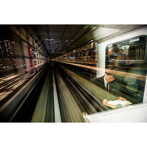 Tokyo Metro Black Modern Wood Framed Art Print by Ammazzalorso, Andrea