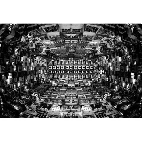 Trapped Black Modern Wood Framed Art Print with Double Matting by Tajima, Koji