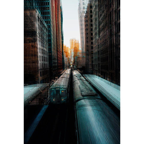 Chicagos Station Black Modern Wood Framed Art Print by Chiriaco, Carmine