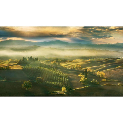 Autumn... Gold Ornate Wood Framed Art Print with Double Matting by Browko, Krzysztof