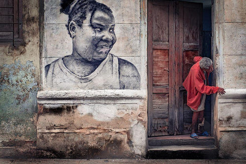 Curious White Modern Wood Framed Art Print with Double Matting by Bauer, Andreas