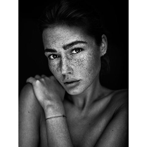 Freckles [Romi] Black Modern Wood Framed Art Print with Double Matting by Krystynek Mqep, Martin