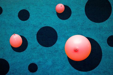 Three Balloons Black Ornate Wood Framed Art Print with Double Matting by Schuster, Inge