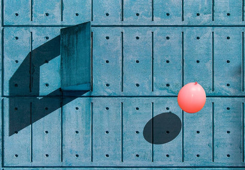 Another Balloon White Modern Wood Framed Art Print with Double Matting by Schuster, Inge