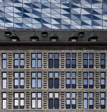 Fused Architecture White Modern Wood Framed Art Print with Double Matting by Claes, Gilbert