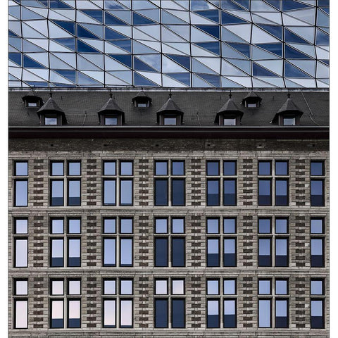 Fused Architecture Black Modern Wood Framed Art Print with Double Matting by Claes, Gilbert