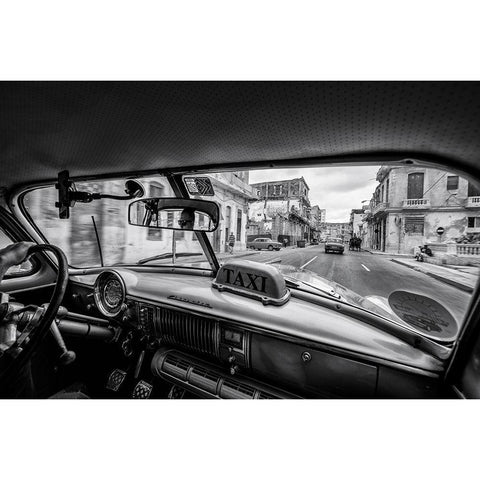 Riding The Cuban Streets White Modern Wood Framed Art Print by Tagliarino, Marco