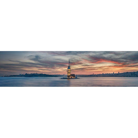 Maiden Tower White Modern Wood Framed Art Print by Hoxha, Rilind