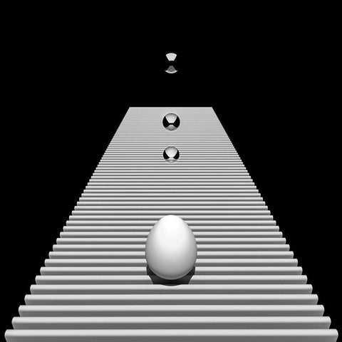 Egg On Strips Black Ornate Wood Framed Art Print with Double Matting by Bunjamin, Antonyus