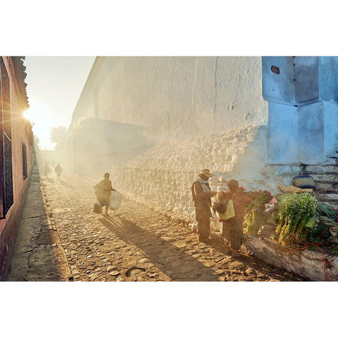 Morning In City Chichicastenango, Guatemala Black Modern Wood Framed Art Print with Double Matting by Froyda, Martin