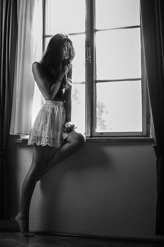 Sensual Beauty [K] Black Ornate Wood Framed Art Print with Double Matting by Krystynek MQEP, Martin