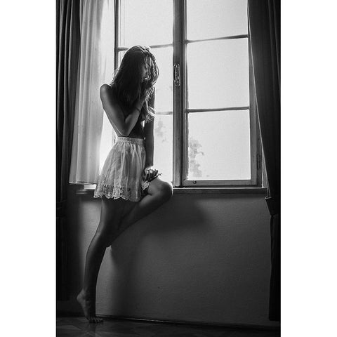 Sensual Beauty [K] White Modern Wood Framed Art Print by Krystynek MQEP, Martin