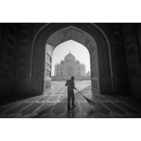 Cleaning Black Modern Wood Framed Art Print by Intarob, Sarawut