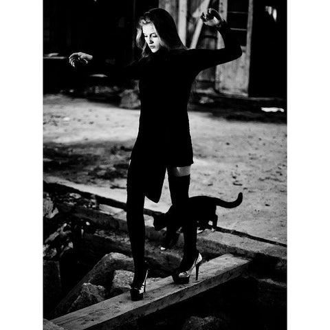 Catwalk Black Modern Wood Framed Art Print by Camlilar, Erkan