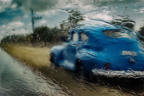 Raining White Modern Wood Framed Art Print with Double Matting by Bauer, Andreas