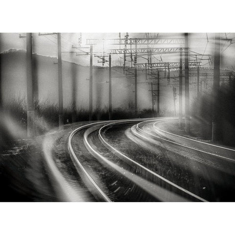 Railway Mood Black Modern Wood Framed Art Print by Nesvetaylov, Dmitry