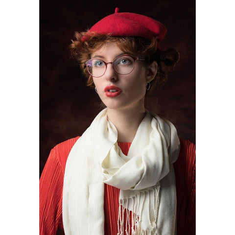 Six Shades Of Red Black Modern Wood Framed Art Print with Double Matting by Slotboom, Jan