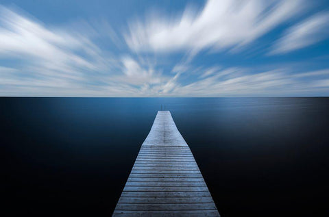 On The Edge Of The World Black Ornate Wood Framed Art Print with Double Matting by Lindsten, Christian