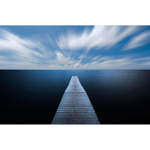 On The Edge Of The World Black Modern Wood Framed Art Print with Double Matting by Lindsten, Christian