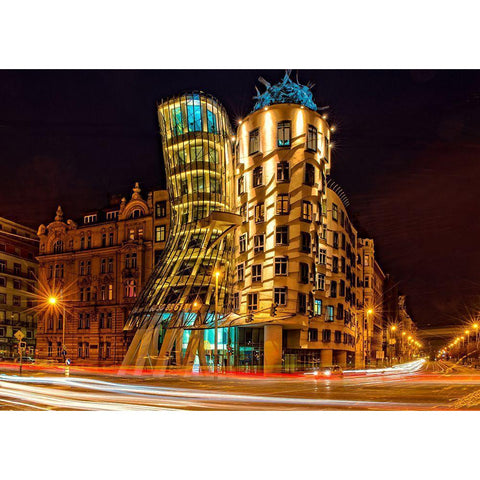 Tanzendes Haus Black Modern Wood Framed Art Print by Ohlendorf, Anette