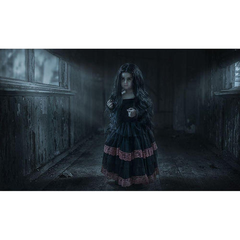 Scary Tale Black Modern Wood Framed Art Print with Double Matting by Rekhov, Sergej