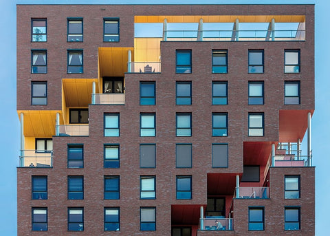 Yellow-Red In Wall Black Ornate Wood Framed Art Print with Double Matting by Luycx, Theo