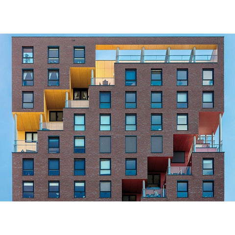 Yellow-Red In Wall White Modern Wood Framed Art Print by Luycx, Theo